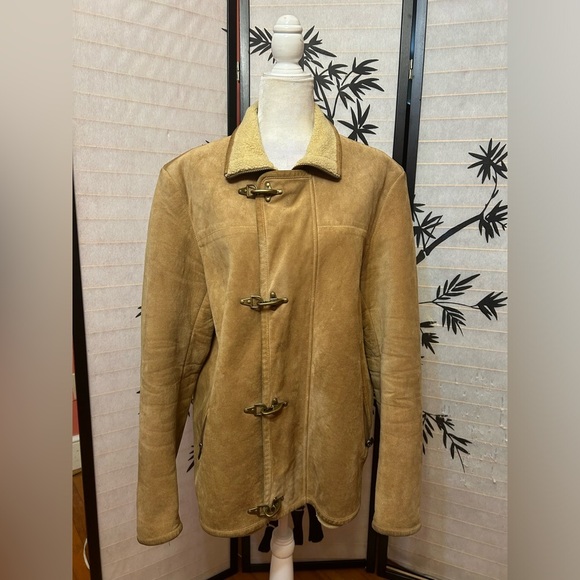 Micheal Kors Leather Coat Womens size large Tan color - Picture 13 of 16